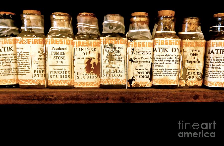 Vintage Ink and Linseed Oil bottles Photograph by Saundra Myles