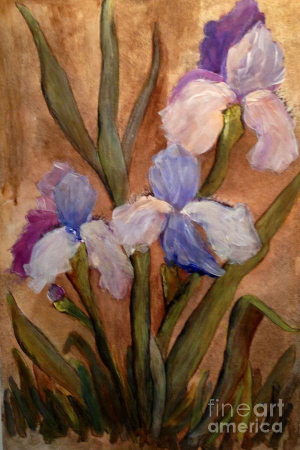 Vintage Iris Painting by Sherry Harradence