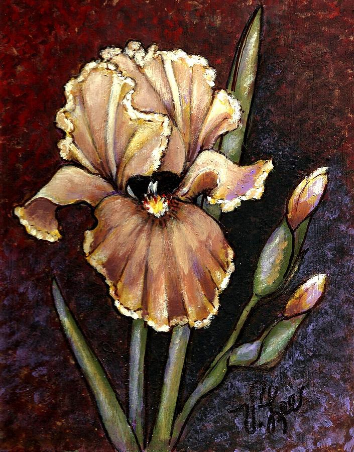 Vintage Iris Painting by VLee Watson