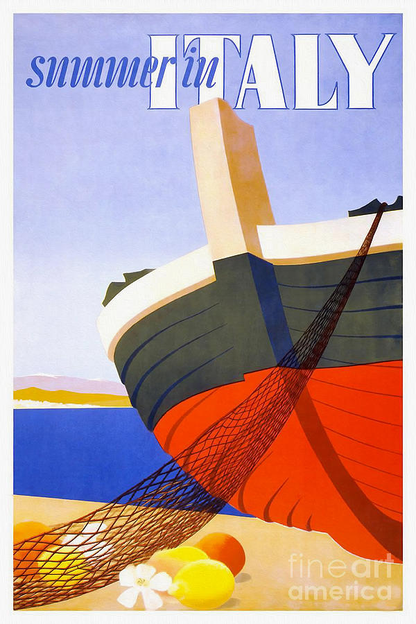 Summer Drawing - Vintage Italy Travel Poster by Jon Neidert