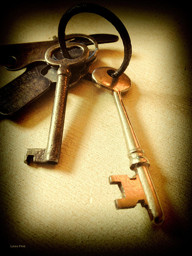 Vintage Keys ANTIQUED Vignette Photograph by Lesa Fine