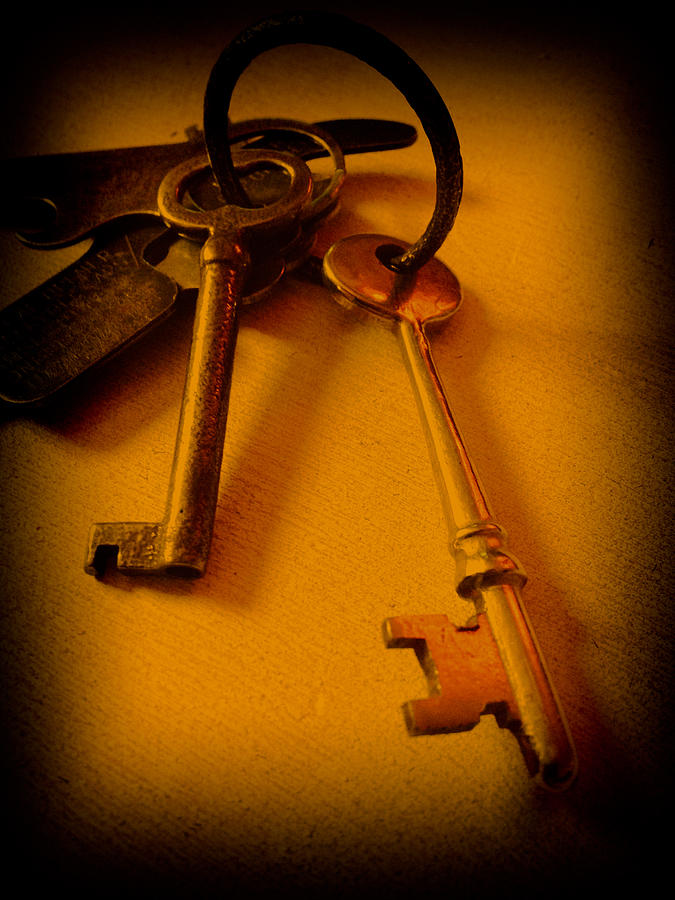 Vintage Photograph - Vintage Keys Deep ANTIQUED Vignette by Lesa Fine