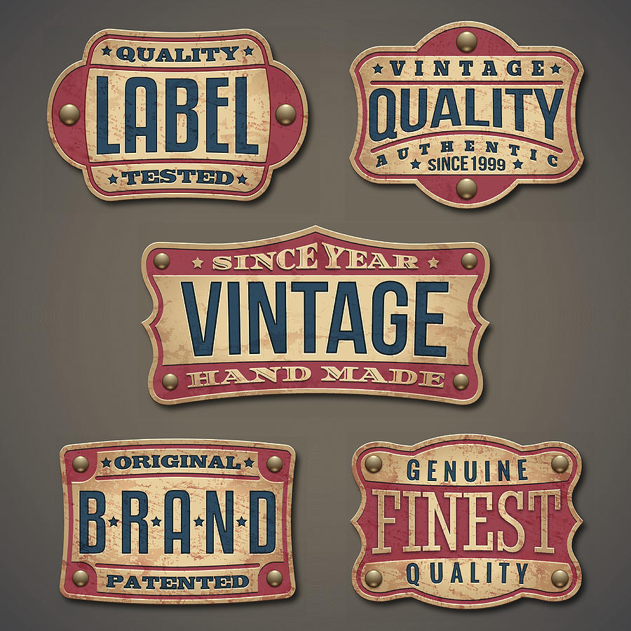 Vintage Labels Drawing by Niarchos