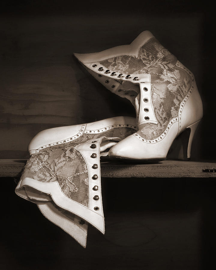 Vintage Lace Boots in Sepia Photograph by Nikolyn McDonald