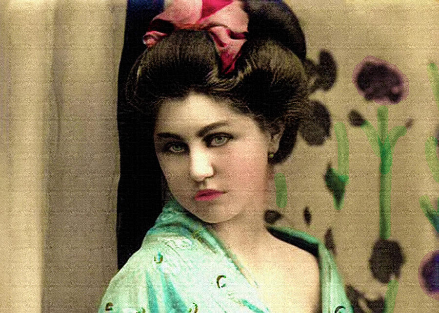 Vintage Lady In Kimono Portrait Photograph by Lesa Fine