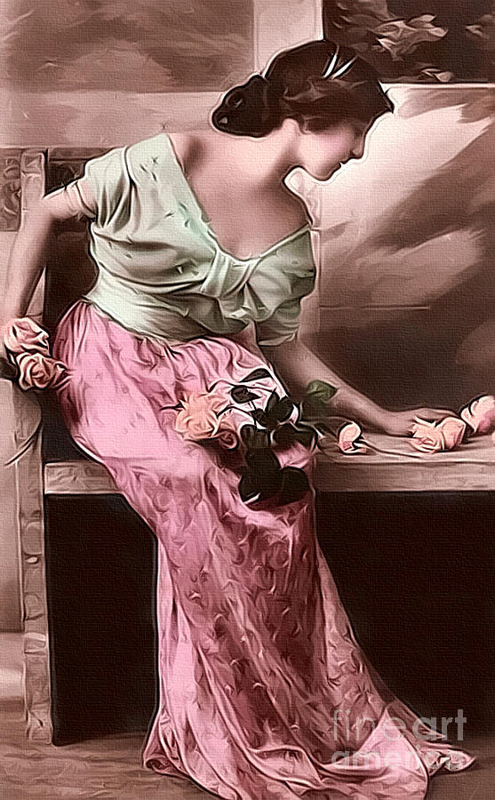 Vintage Mixed Media - Vintage Lady Rose  Limited Sizes by Lesa Fine