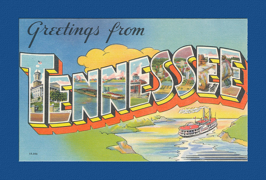 Vintage  Large Letter Greetings from Tennessee Digital Art by Denise Beverly