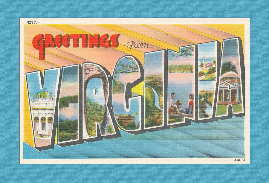 Vintage Large Letter Greetings from Virginia Digital Art by Denise Beverly