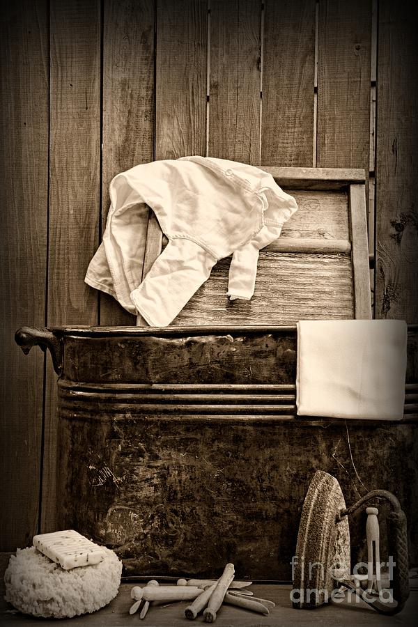 Vintage Laundry Room in Sepia	 Photograph by Paul Ward