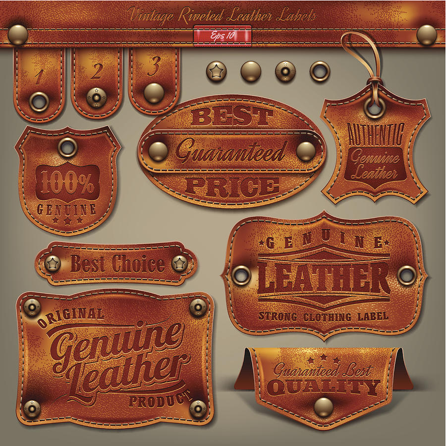 Vintage Leather Labels Drawing by Niarchos