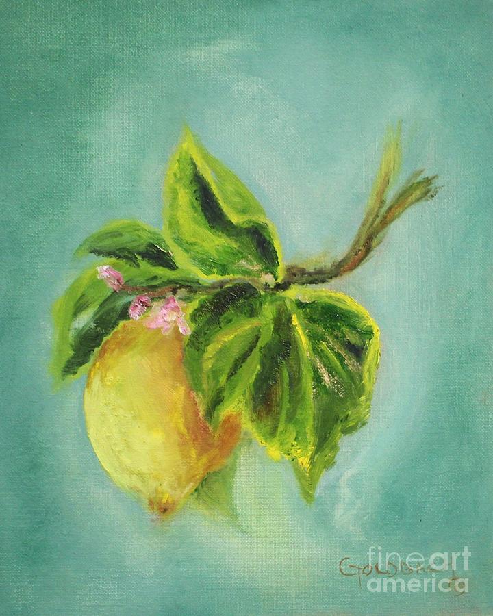 Vintage Lemon II Painting by Kathy Lynn Goldbach