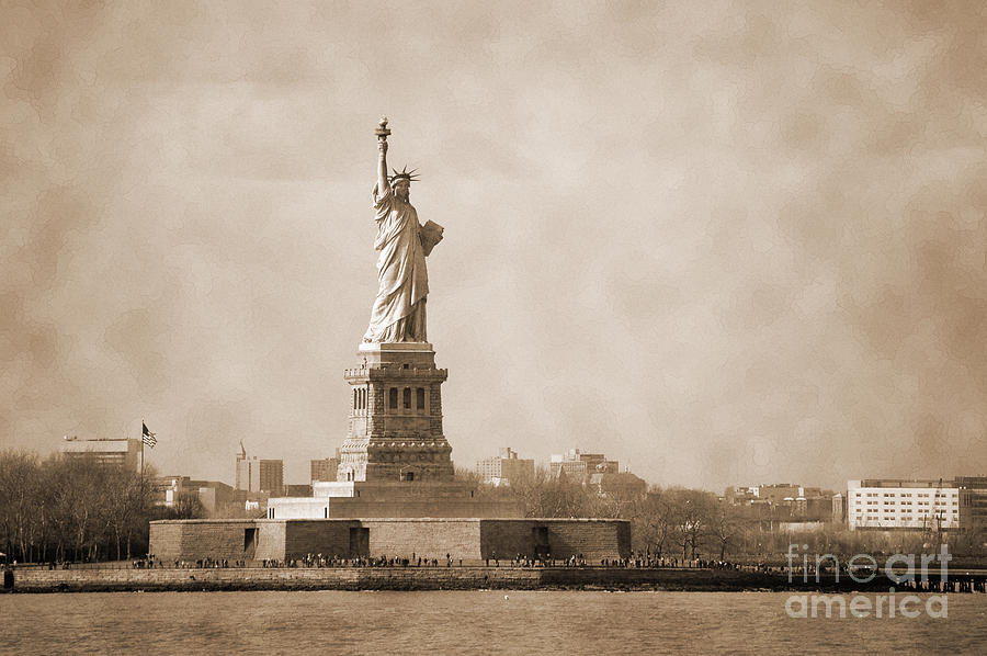 New York City Photograph - Vintage Liberty Island by RicardMN Photography
