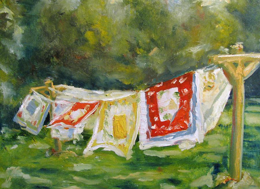 Vintage Linens out to Dry Painting by Susan Elizabeth Jones
