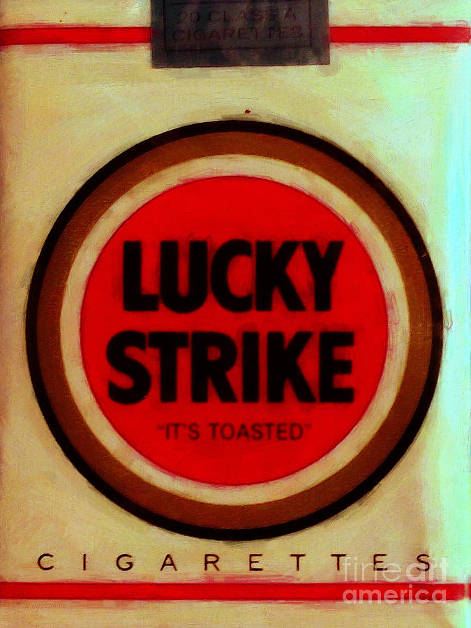 Vintage Photograph - Vintage Lucky Strike Cigarette - Painterly - v3 by Wingsdomain Art and Photography