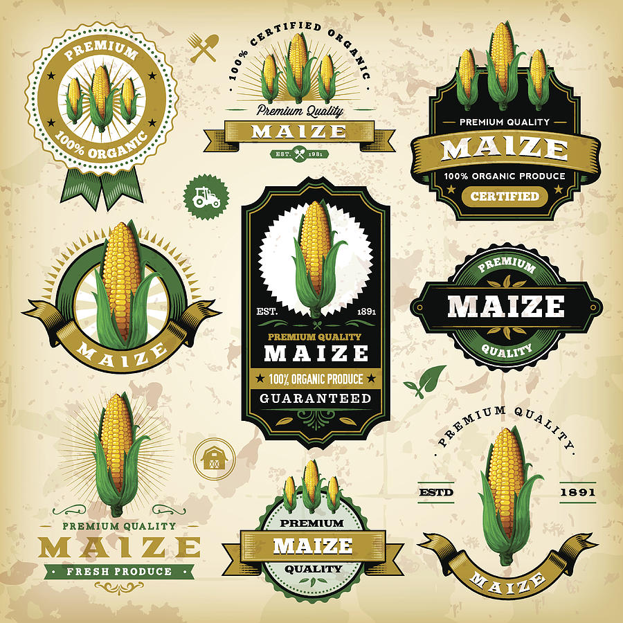 Vintage Maize Labels Drawing by DavidGoh
