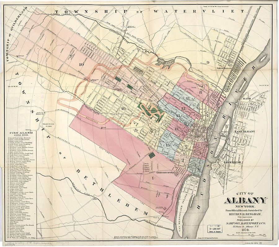 Albany Photograph - Vintage Map of Albany NY 1874 by Adam Shaw