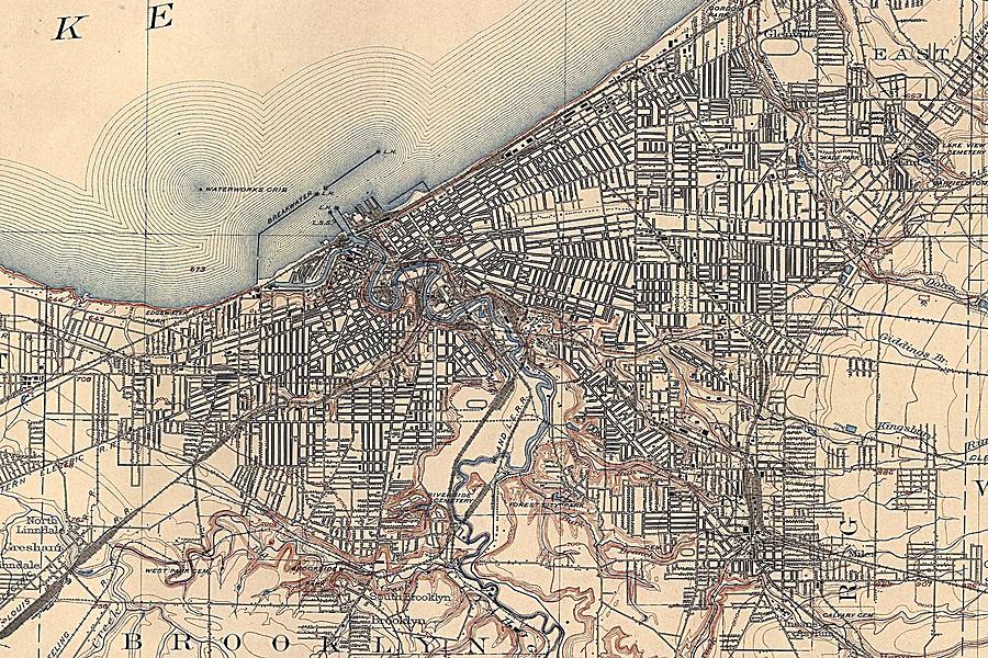 Cleveland Photograph - Vintage Map of Cleveland 1904 by Adam Shaw