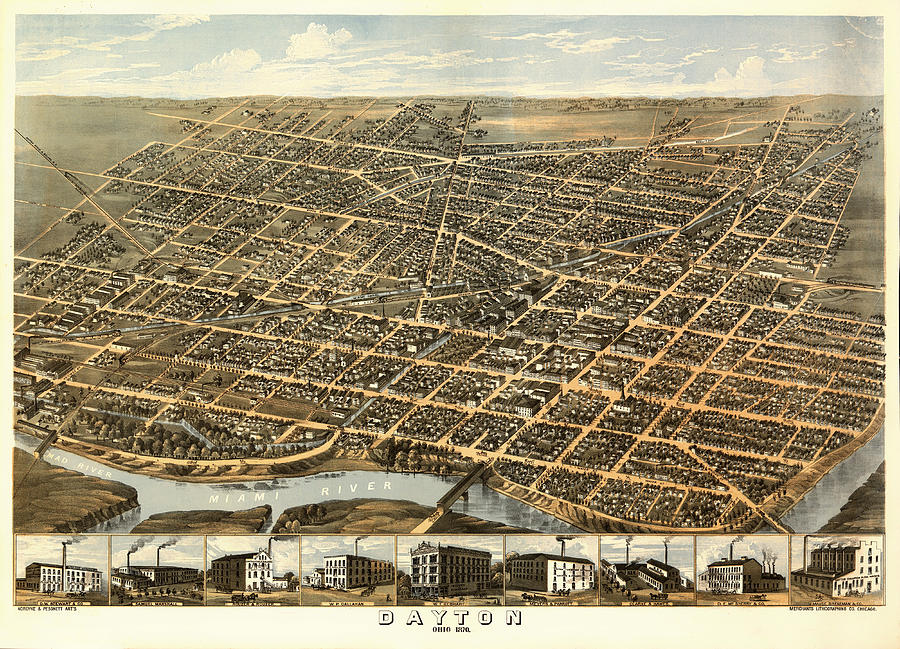 City Photograph - Vintage Map of Dayton Ohio 1870 by Mountain Dreams