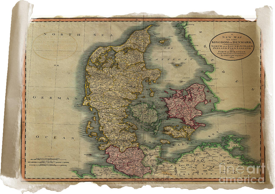 Vintage Map Of Denmark Dated 1801 Digital Art by Melissa Messick