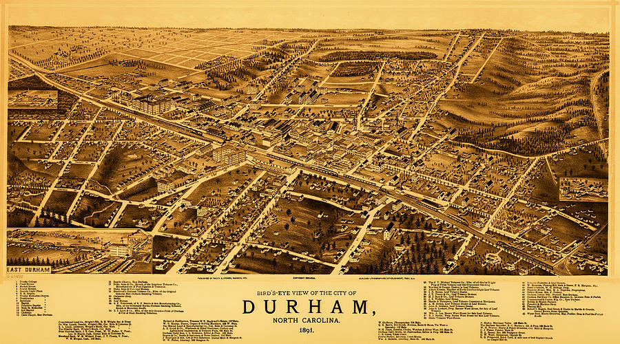 Durham Photograph - Vintage Map of Durham North Carolina 1891 by Mountain Dreams