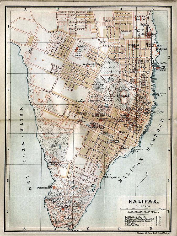 Halifax Photograph - Vintage Map of Halifax Nova Scotia 1890 by Adam Shaw