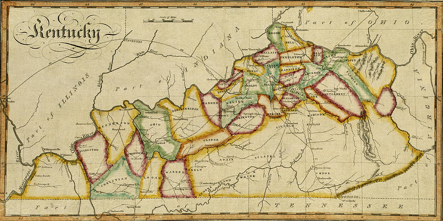 Map of Kentucky 1812 Photograph by Andrew Fare
