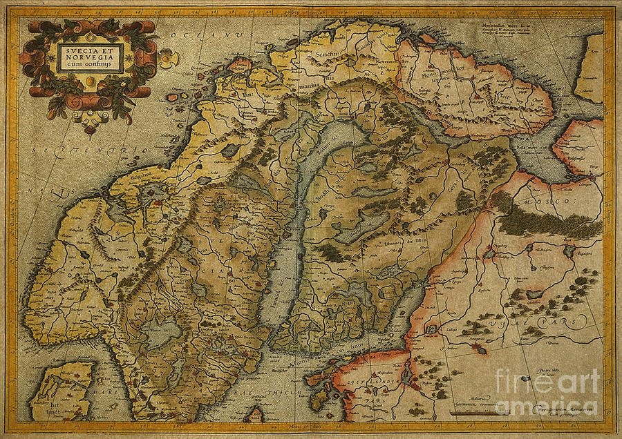 Vintage Map Of Norway And Denmark 1595 Digital Art by Melissa Messick