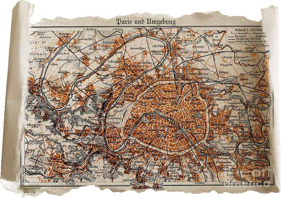 Vintage map of Paris France 1937 Digital Art by Melissa Messick