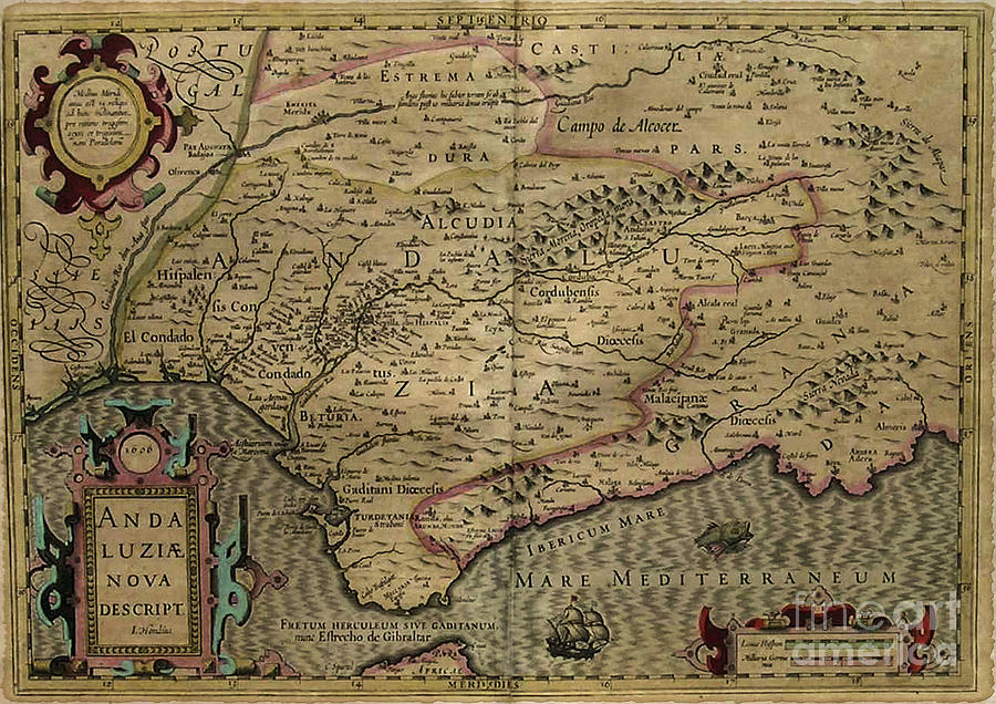 Vintage map Of Spain And Portugal 1561 Digital Art by Melissa Messick