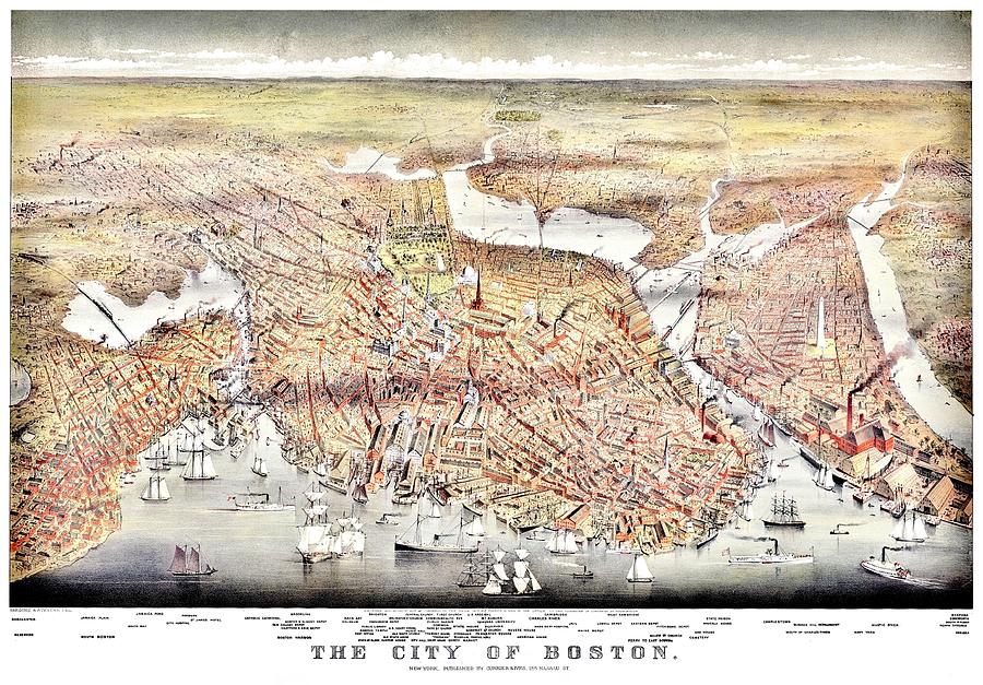 Vintage Map of the City of Boston Photograph by Benjamin Yeager