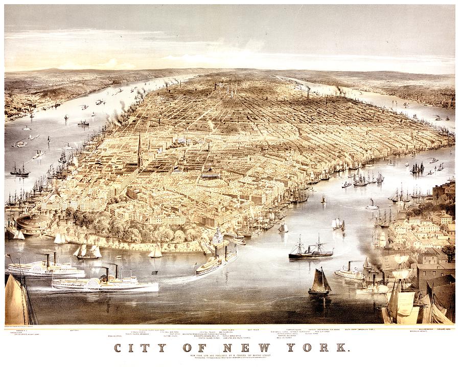 Vintage Map of the City of New York Photograph by Benjamin Yeager