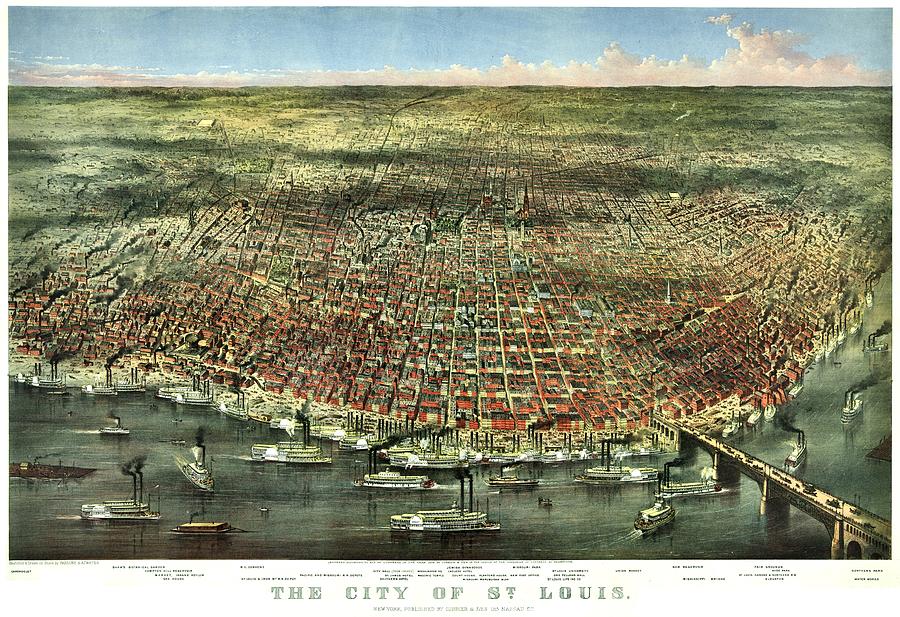 Vintage Map of the City of St Louis Photograph by Benjamin Yeager