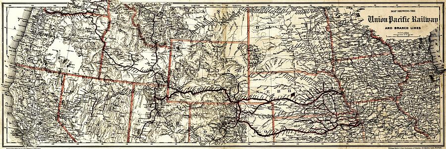 Vintage Map of the Union Pacific Rail Lines Photograph by Benjamin Yeager