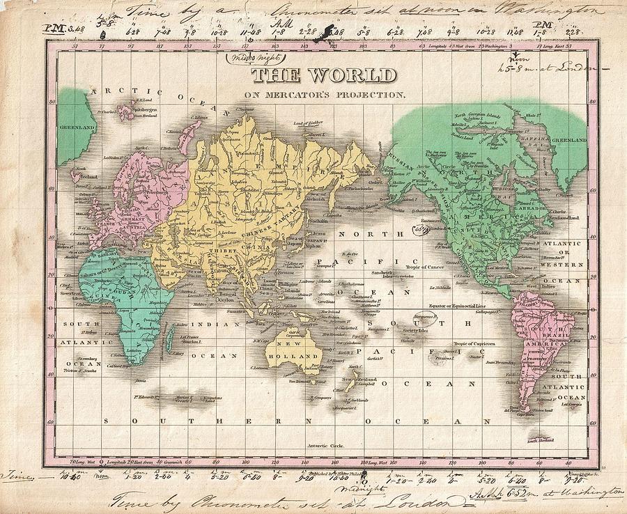 World Photograph - Vintage Map of The World 1827 by Adam Shaw
