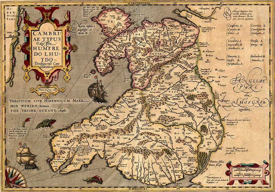Vintage Map of Wales 1633 Photograph by Andrew Fare