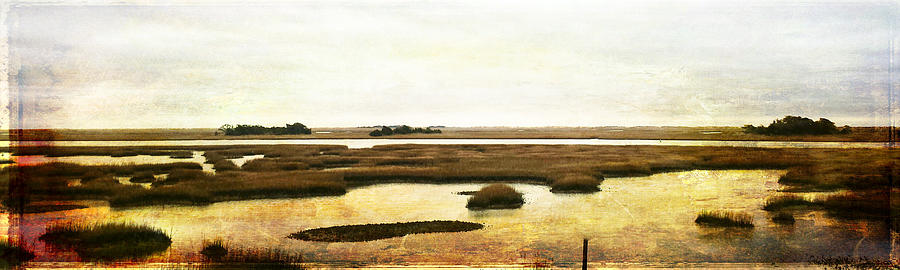 Sunset Photograph - Vintage Marsh Panorama Image Art by Jo Ann Tomaselli
