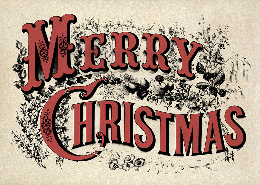 Vintage Merry Christmas Digital Art by God and Country Prints