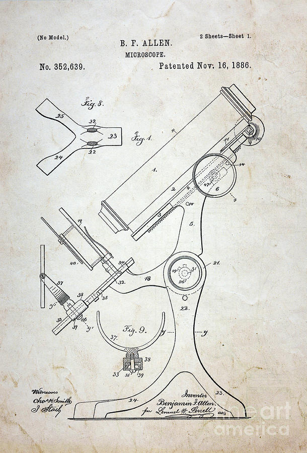 Vintage Microscope Patent  Photograph by Paul Ward