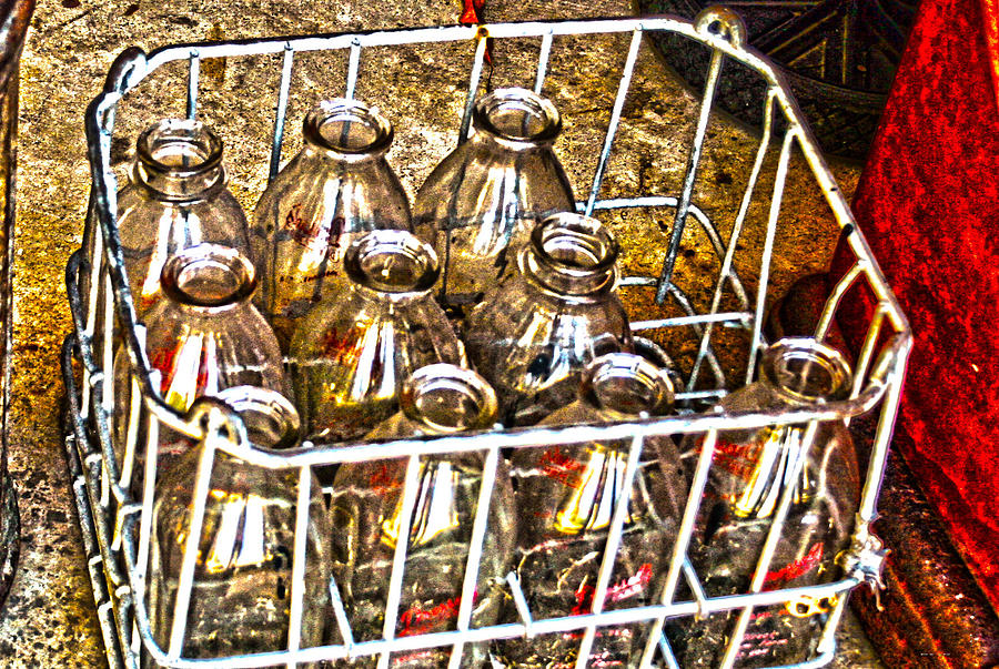 Vintage Milk Bottles in a Crate   Photograph by Lesa Fine