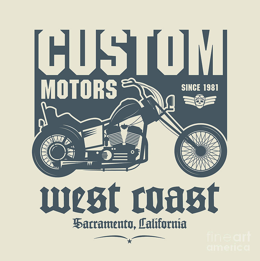 Standard Digital Art - Vintage Motorcycle Label Or Poster by Astudio Standard Digital Art - Vintage Motorcycle Label Or Poster by Astudio