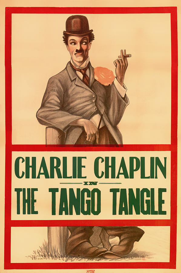 Vintage Mixed Media - Vintage Movie Poster - Charlie Chaplin in the Tango Tangle 1914 by Mountain Dreams