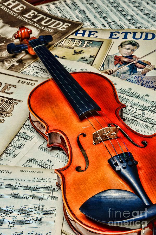 Vintage Music and Violin Photograph by Paul Ward