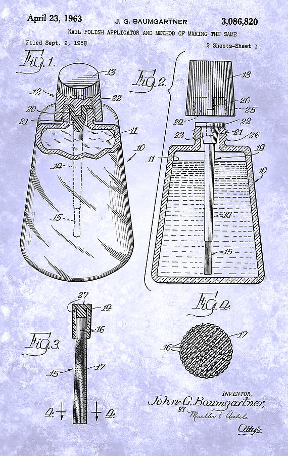 Patent Painting - Vintage Nail Polish Applicator Patent From 1963 by Celestial Images