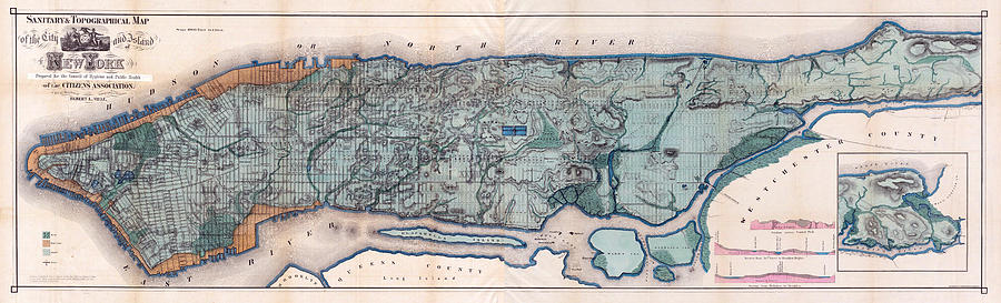 Vintage New York City Topographical Map Photograph