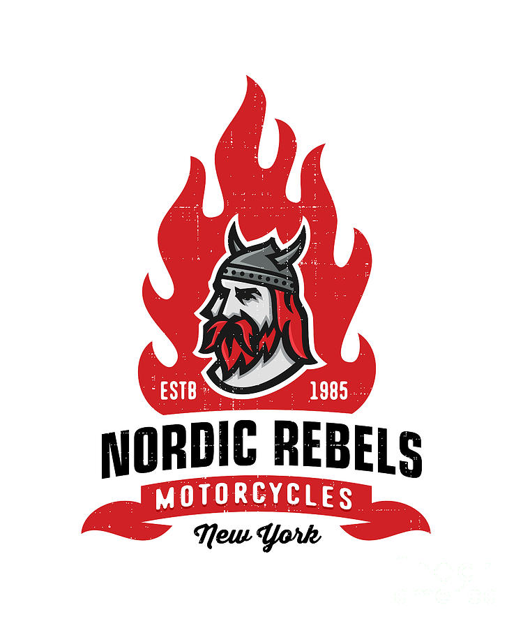 College Digital Art - Vintage Nordic Rebels Motorcycles by Tortuga College Digital Art - Vintage Nordic Rebels Motorcycles by Tortuga