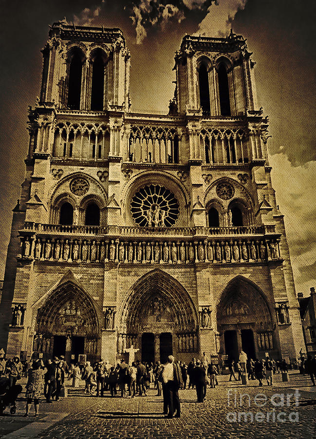 Vintage Notre Dame by Karen Lewis - Vintage Notre Dame Photograph ...