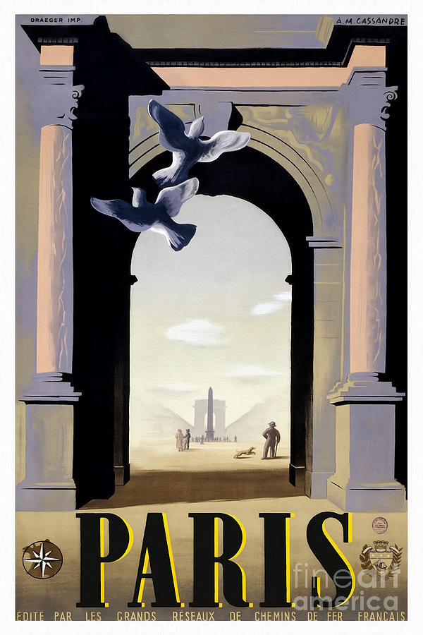 Bird Drawing - Vintage Paris Travel Poster by Jon Neidert
