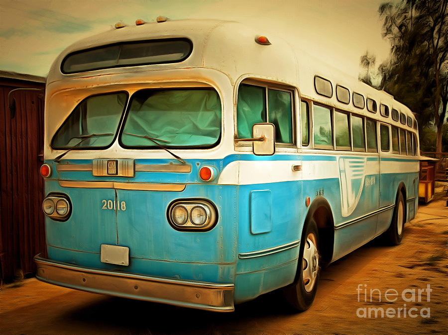 Transportation Photograph - Vintage Passenger Bus 5D28394brun by Wingsdomain Art and Photography