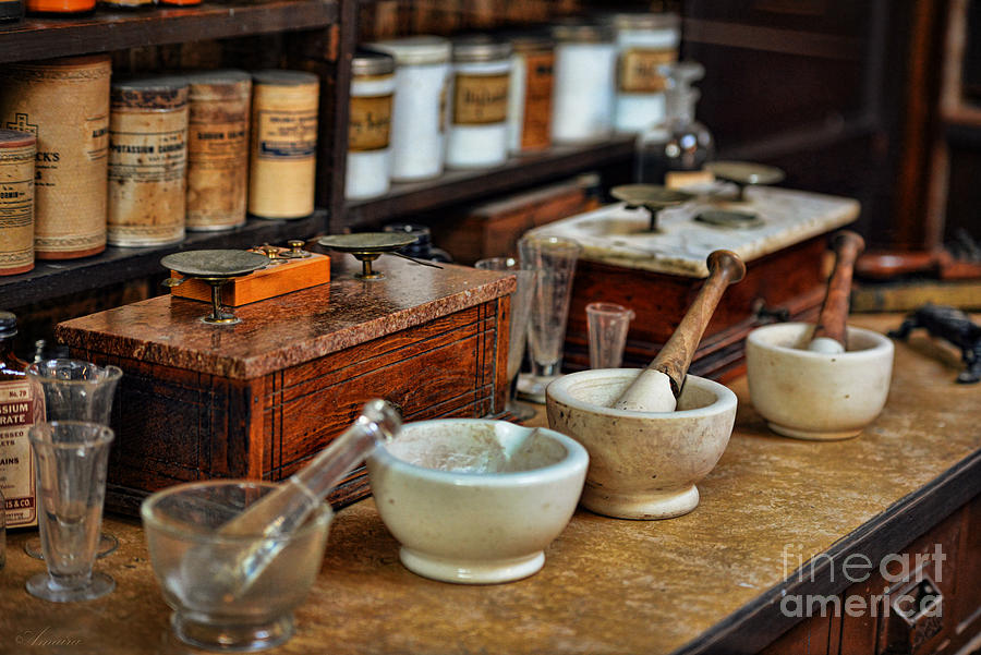 Vintage Photograph - Vintage Pharmacy Items by Maria Angelica Maira