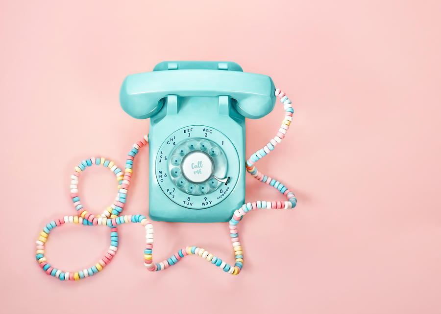 Vintage phone with Candy Cord Photograph by Juj Winn